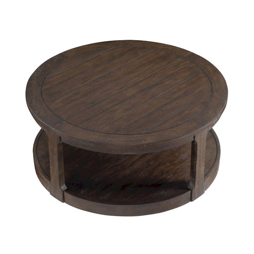 Table basse centrale ronde traditionnelle incurvée à 2 niveaux de 40 pouces, design vintage du milieu du siècle