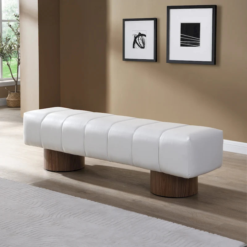 Banc de salle à manger Daniel, Pouf pour entrée et chambre sans assemblage avec pieds en bois robustes