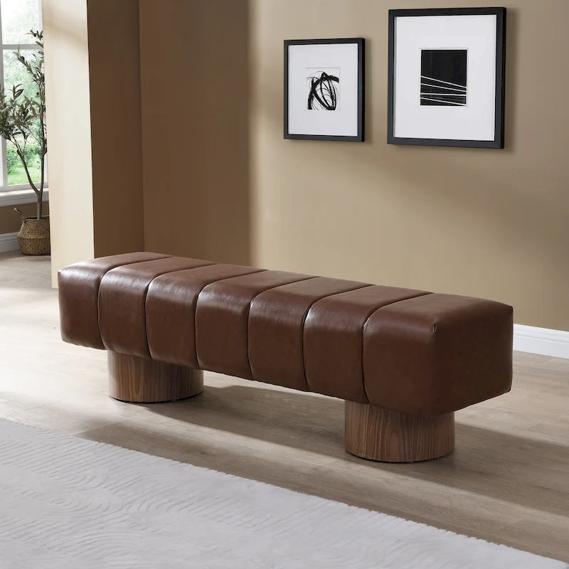 Banc de salle à manger Daniel, Pouf pour entrée et chambre sans assemblage avec pieds en bois robustes