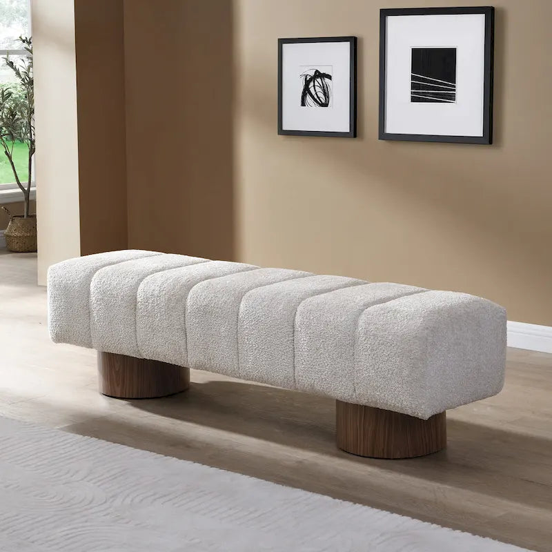 Banc de salle à manger Daniel, Pouf pour entrée et chambre sans assemblage avec pieds en bois robustes
