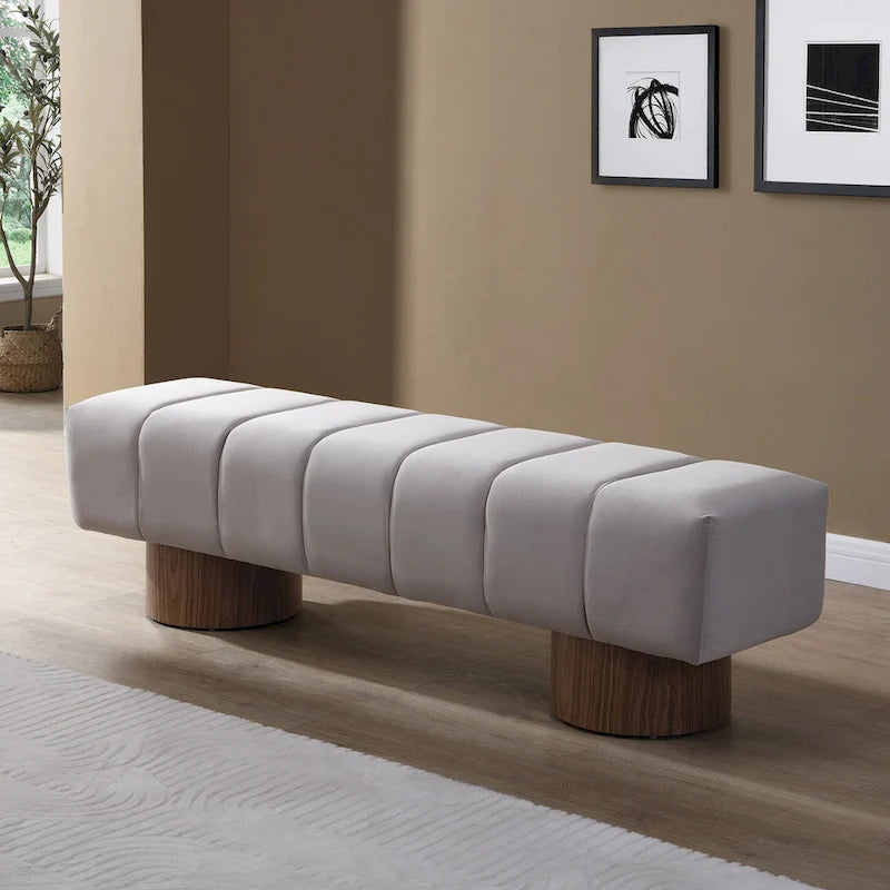 Banc de salle à manger Daniel, Pouf pour entrée et chambre sans assemblage avec pieds en bois robustes
