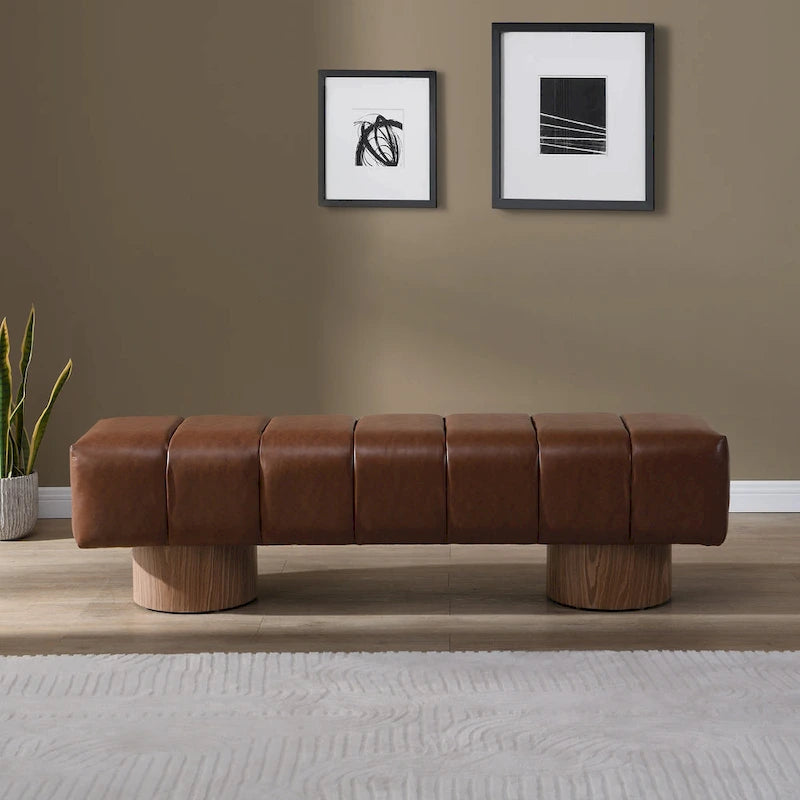 Banc de salle à manger Daniel, Pouf pour entrée et chambre sans assemblage avec pieds en bois robustes