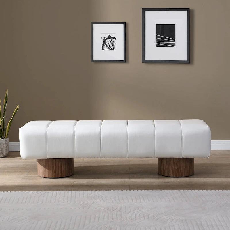 Banc de salle à manger Daniel, Pouf pour entrée et chambre sans assemblage avec pieds en bois robustes