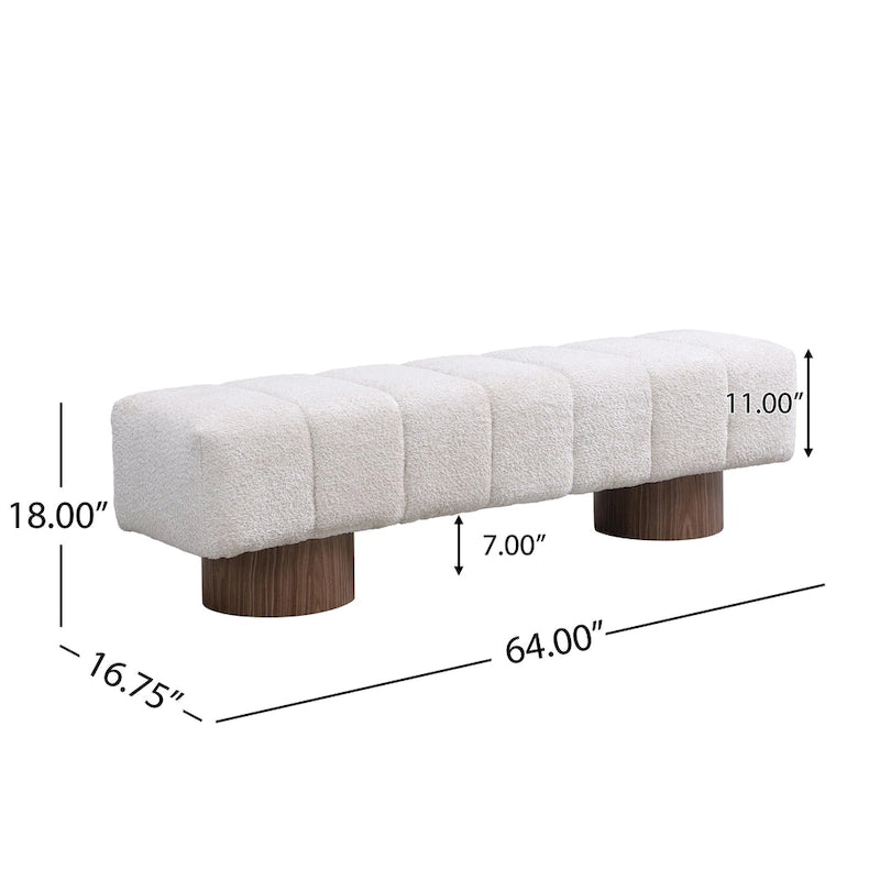 Banc de salle à manger Daniel, Pouf pour entrée et chambre sans assemblage avec pieds en bois robustes