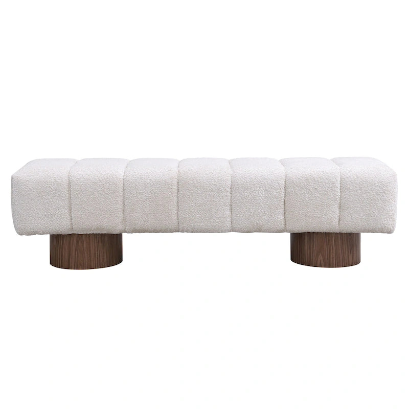 Banc de salle à manger Daniel, Pouf pour entrée et chambre sans assemblage avec pieds en bois robustes