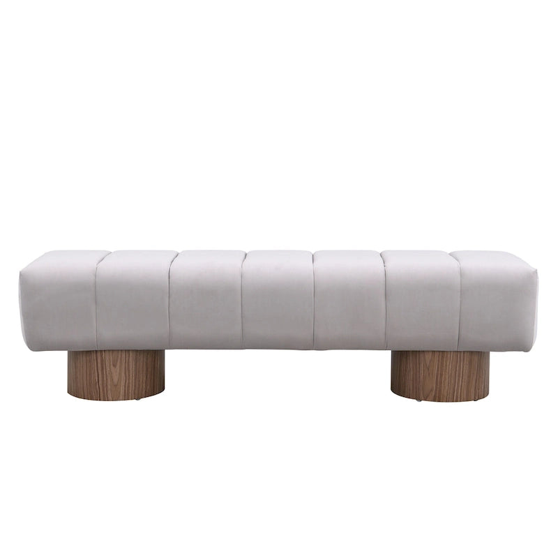 Banc de salle à manger Daniel, Pouf pour entrée et chambre sans assemblage avec pieds en bois robustes