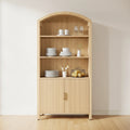 71 Tall Arched Kitchen Pantry Cabinet with Doors - Natural Wood