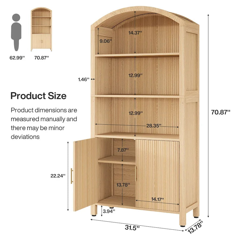 71 Meuble de cuisine garde-manger cintré avec portes - Bois naturel