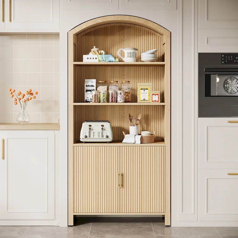 71 Meuble de cuisine garde-manger cintré avec portes - Bois naturel