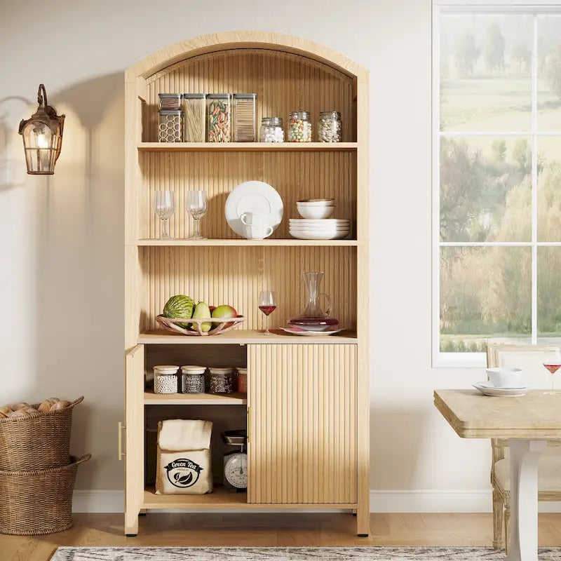 71 Meuble de cuisine garde-manger cintré avec portes - Bois naturel