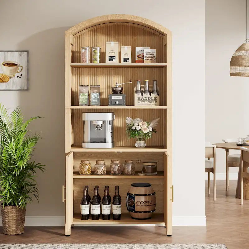 71 Meuble de cuisine garde-manger cintré avec portes - Bois naturel