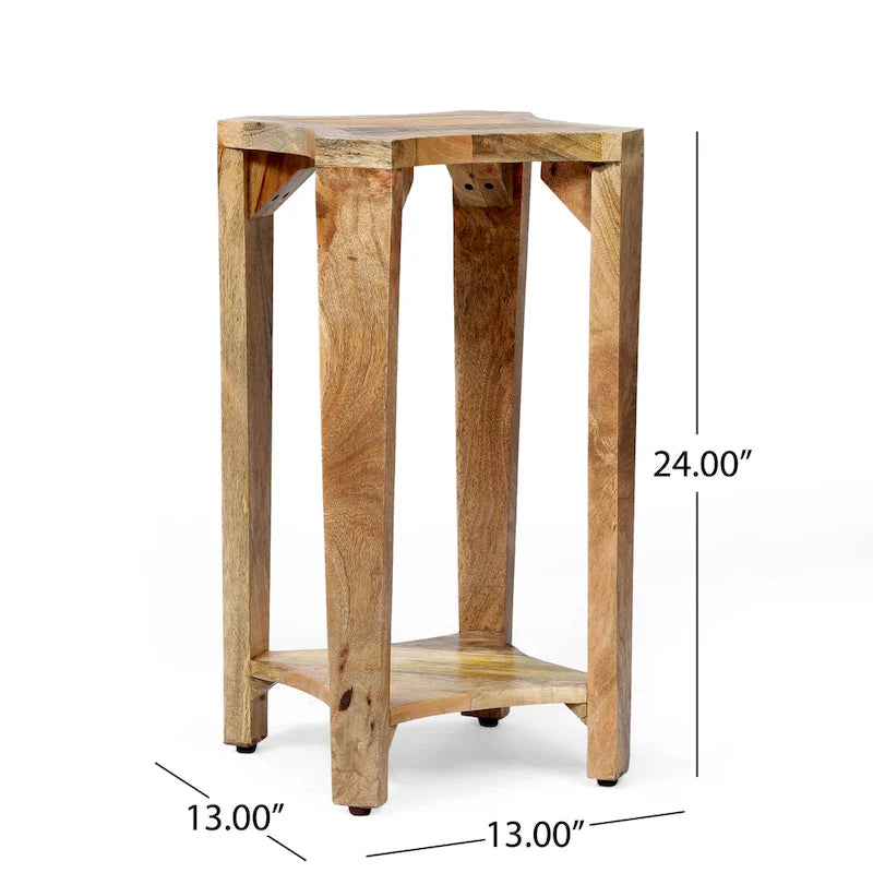 Table d'appoint 13 avec structure en bois fabriquée à la main et design concave