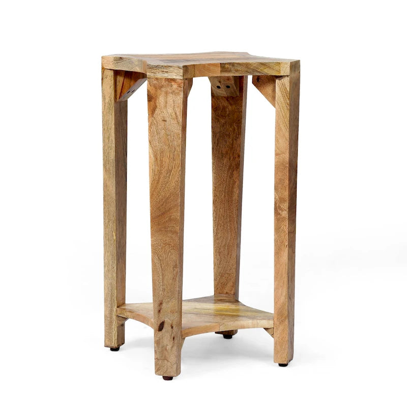 Table d'appoint 13 avec structure en bois fabriquée à la main et design concave
