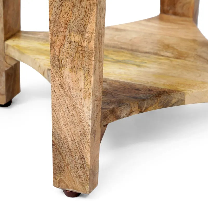 Table d'appoint 13 avec structure en bois fabriquée à la main et design concave