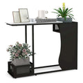 Table console 43.5 po avec plateau effet marbre et 2 espaces de rangement - Voir détails
