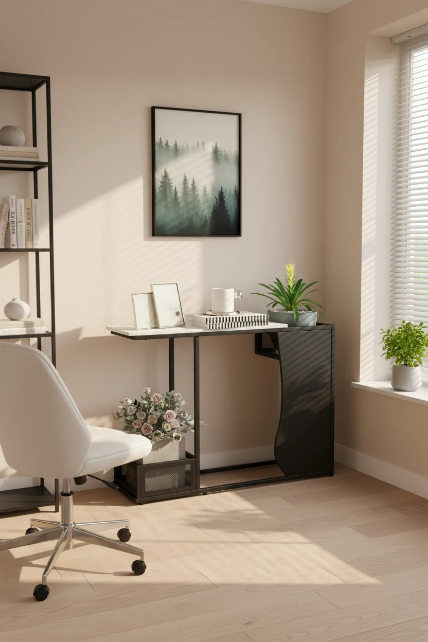 Costway 43.5 Console Table with Faux Marble Top & 2 Storage - See Details