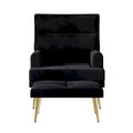 Fauteuil d'appoint avec ottoman et pieds dorés