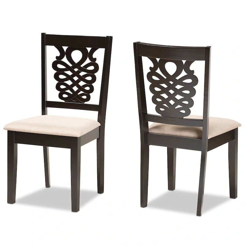 et l'ensemble de chaises de salle à manger transitionnelles 2 pièces