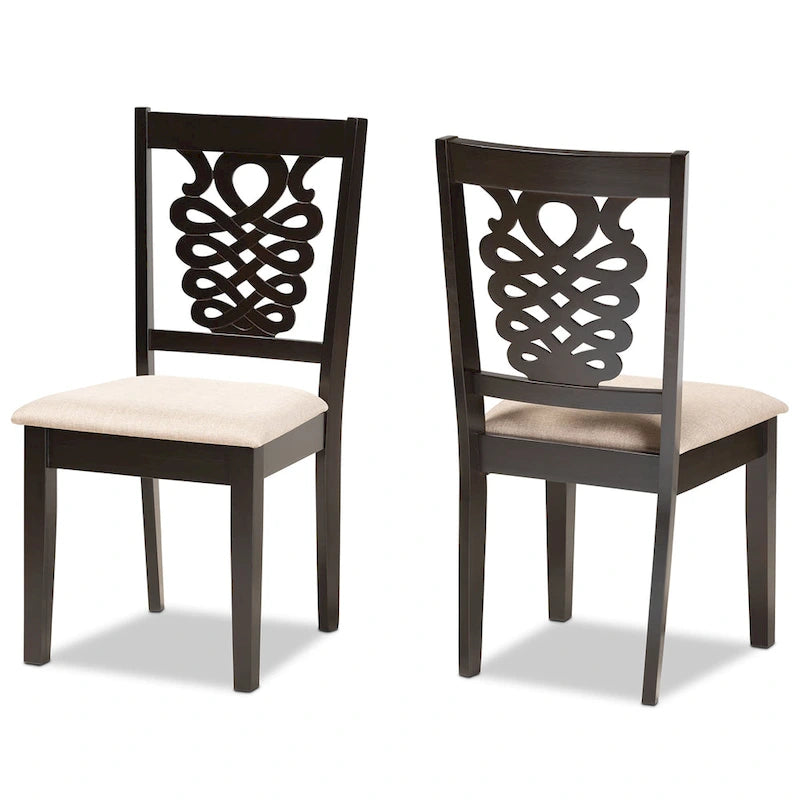 et l'ensemble de chaises de salle à manger transitionnelles 2 pièces