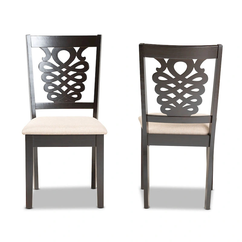 et l'ensemble de chaises de salle à manger transitionnelles 2 pièces