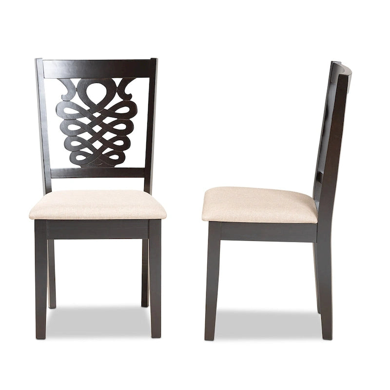et l'ensemble de chaises de salle à manger transitionnelles 2 pièces
