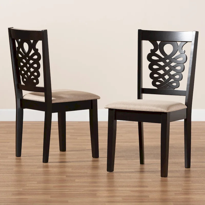 et l'ensemble de chaises de salle à manger transitionnelles 2 pièces