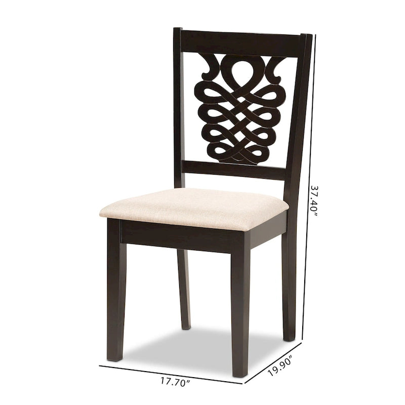 et l'ensemble de chaises de salle à manger transitionnelles 2 pièces