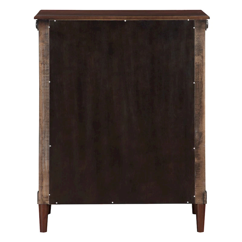 Commode traditionnelle en hévéa massif à 4 tiroirs et colonnes cannelées pour chambre à coucher