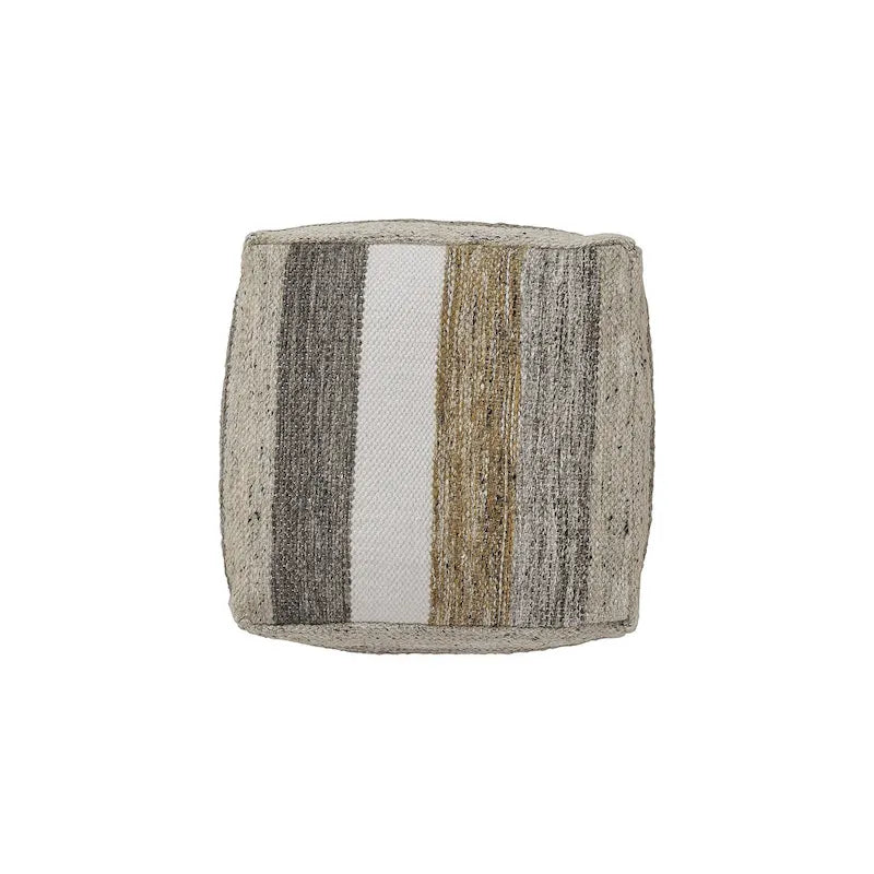 Pouf Bohème en Coton Tressé avec Motif à Rayures Terrestres pour Salon