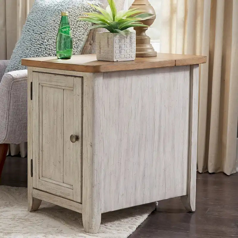 Table d'appoint avec station de recharge au design porte antique
