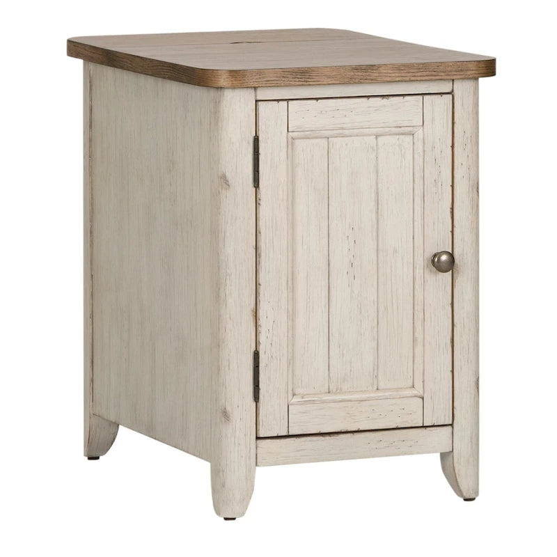 Table d'appoint avec station de recharge au design porte antique