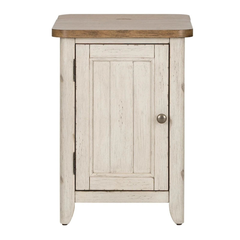 Table d'appoint avec station de recharge au design porte antique