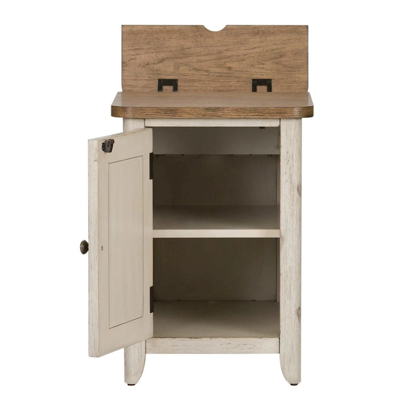 Table d'appoint avec station de recharge au design porte antique