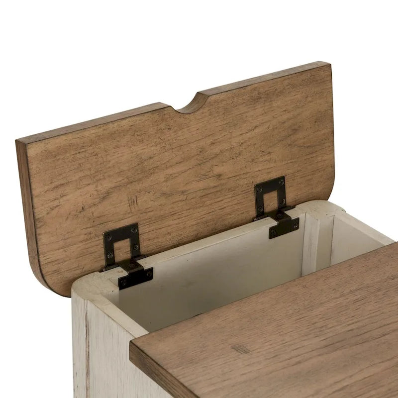 Table d'appoint avec station de recharge au design porte antique
