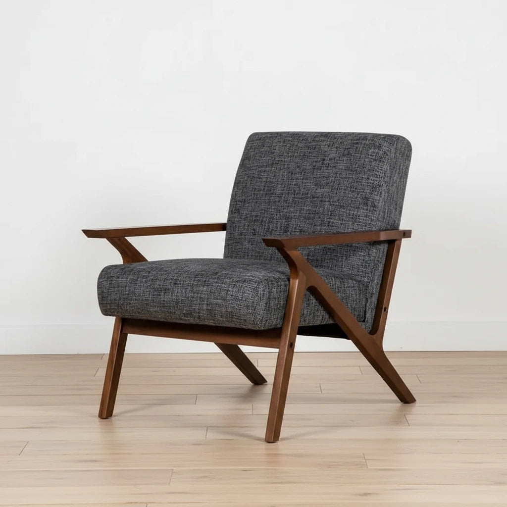 Fauteuil d'appoint gris et noyer du milieu du siècle