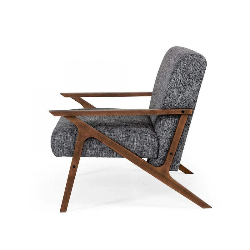 Fauteuil d'appoint gris et noyer du milieu du siècle