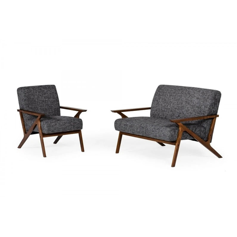 Fauteuil d'appoint gris et noyer du milieu du siècle