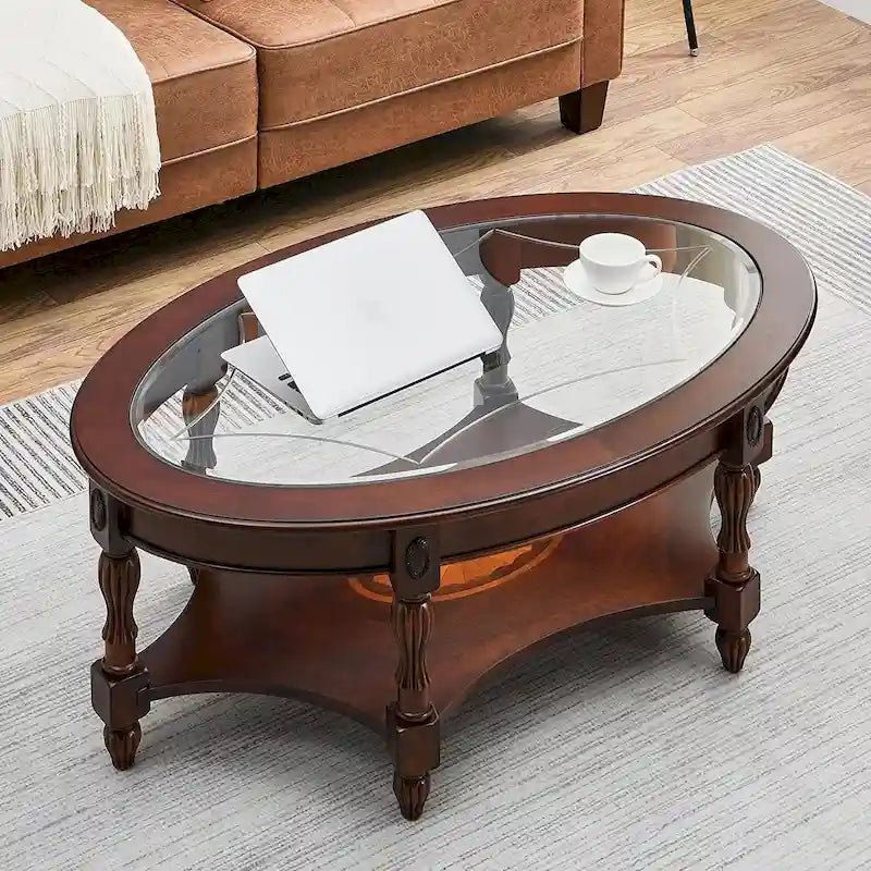 Tables d'appoint en bois massif Tables basses Console avec plateau en verre