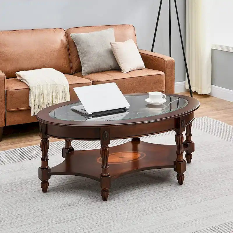 Tables d'appoint en bois massif Tables basses Console avec plateau en verre