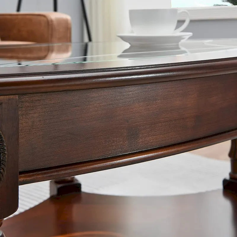Tables d'appoint en bois massif Tables basses Console avec plateau en verre