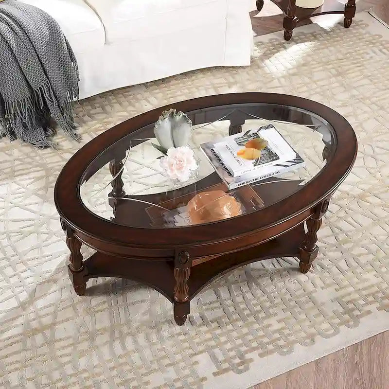 Tables d'appoint en bois massif Tables basses Console avec plateau en verre