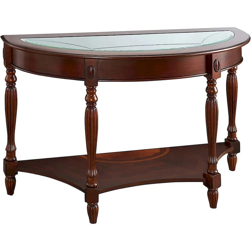 Tables d'appoint en bois massif Tables basses Console avec plateau en verre