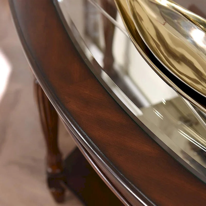 Tables d'appoint en bois massif Tables basses Console avec plateau en verre