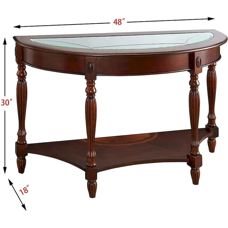 Tables d'appoint en bois massif Tables basses Console avec plateau en verre