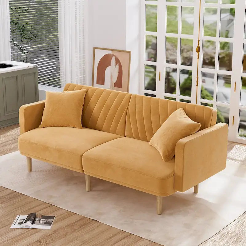 Canapé-lit futon capitonné convertible, canapé-lit, canapé capitonné 3 places avec dossiers réglables