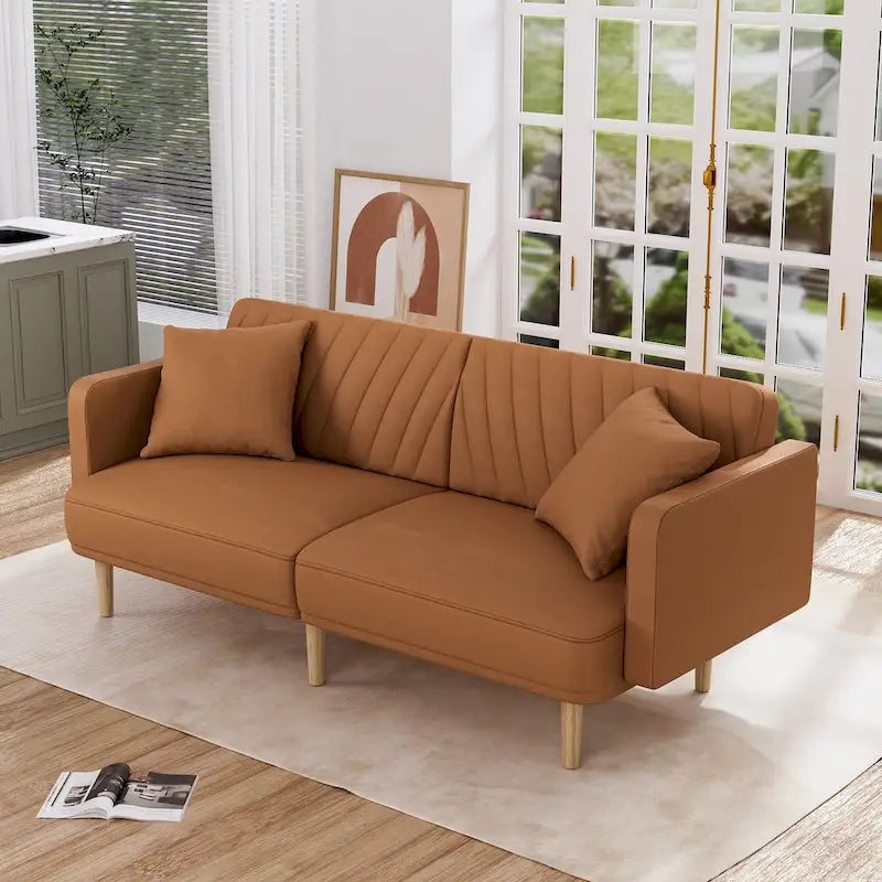 Canapé-lit futon capitonné convertible, canapé-lit, canapé capitonné 3 places avec dossiers réglables