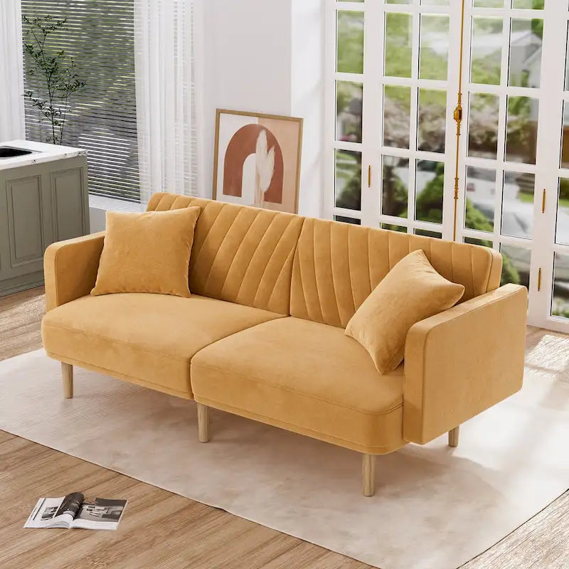 Canapé-lit futon capitonné convertible, canapé-lit, canapé capitonné 3 places avec dossiers réglables