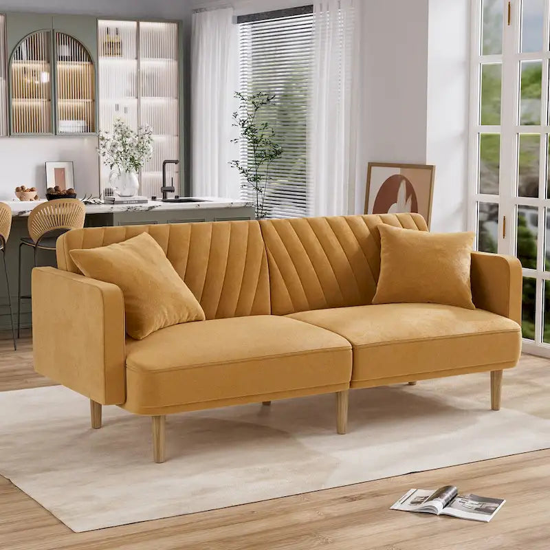 Canapé-lit futon capitonné convertible, canapé-lit, canapé capitonné 3 places avec dossiers réglables