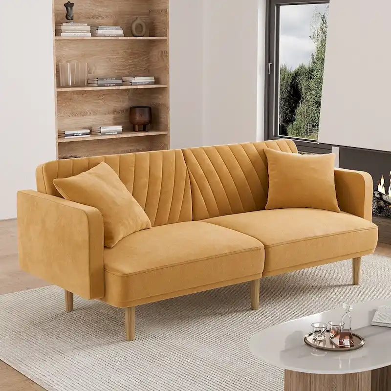 Canapé-lit futon capitonné convertible, canapé-lit, canapé capitonné 3 places avec dossiers réglables