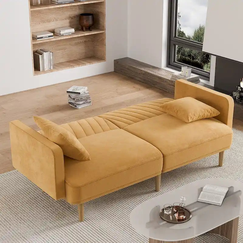 Canapé-lit futon capitonné convertible, canapé-lit, canapé capitonné 3 places avec dossiers réglables